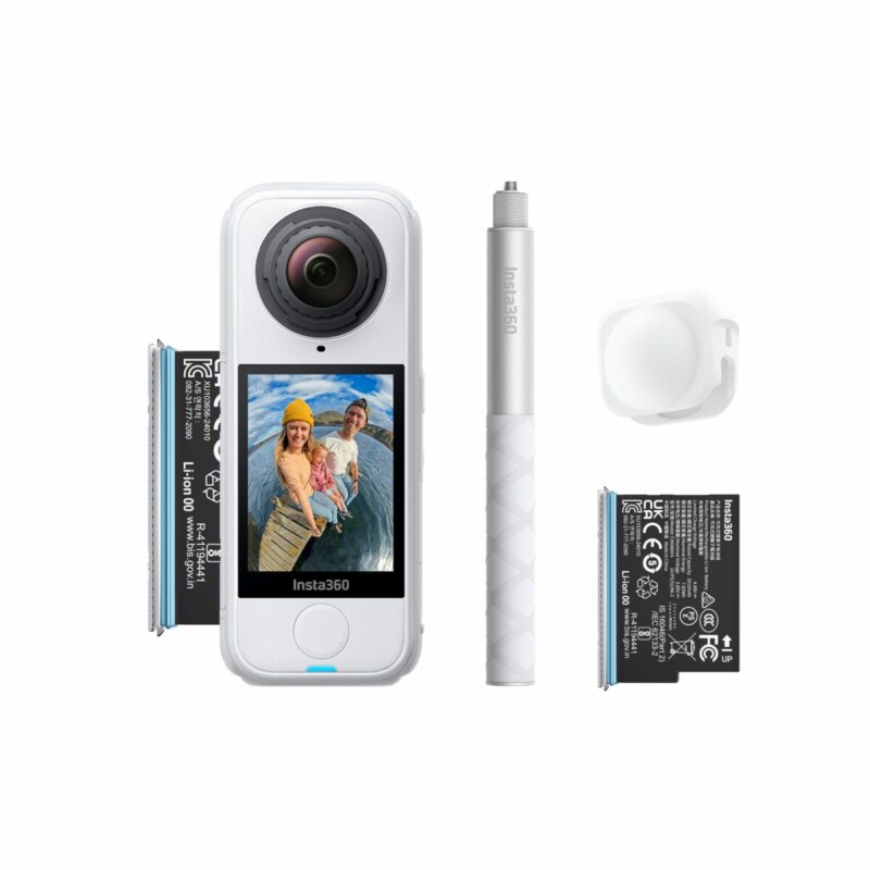pcz-6977644767399 Insta360 X4 Air Starter Bundle White - Lightweight 8K 360 AI Act Cam Selfie stick,2xbattery,lens cap - Image 1
