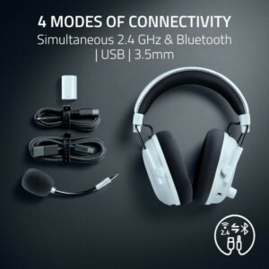 Razer BLACKSHARK V3 PRO White - ANC Wireless Gaming Headset - 70h Battery - 2.4GHz/BT/USB - PC/PS5 - Image 4