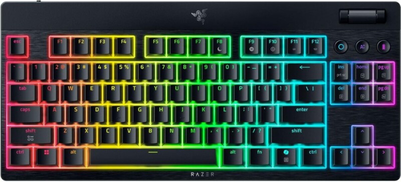 pcz-8887910073759 Razer BlackWidow V4 Low Profile Tenkeyless HyperSpeed - Wireless RGB Keyboard - Green Switch - Image 1