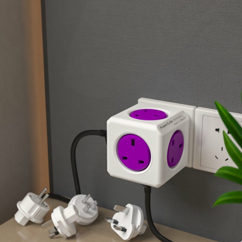 Allocacoc® PowerCube |ReWirable| Πολύπριζο 5 θέσεων UK & 4x plugs  Μωβ - 1840/UKRW4P - Image 3