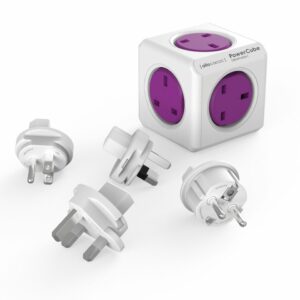Allocacoc® PowerCube |ReWirable| Πολύπριζο 5 θέσεων UK & 4x plugs  Μωβ - 1840/UKRW4P