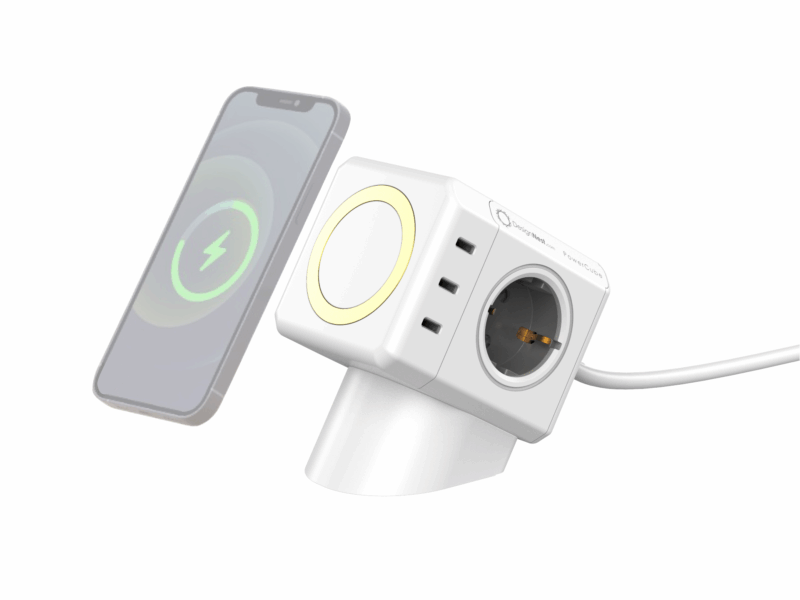 Allocacoc® PowerCube Extended USB 3xA+3xC PD 80W Μαγνητικό Ασύρματο σε χρώμα λευκό (11430WT/EUMWPD) - Image 2