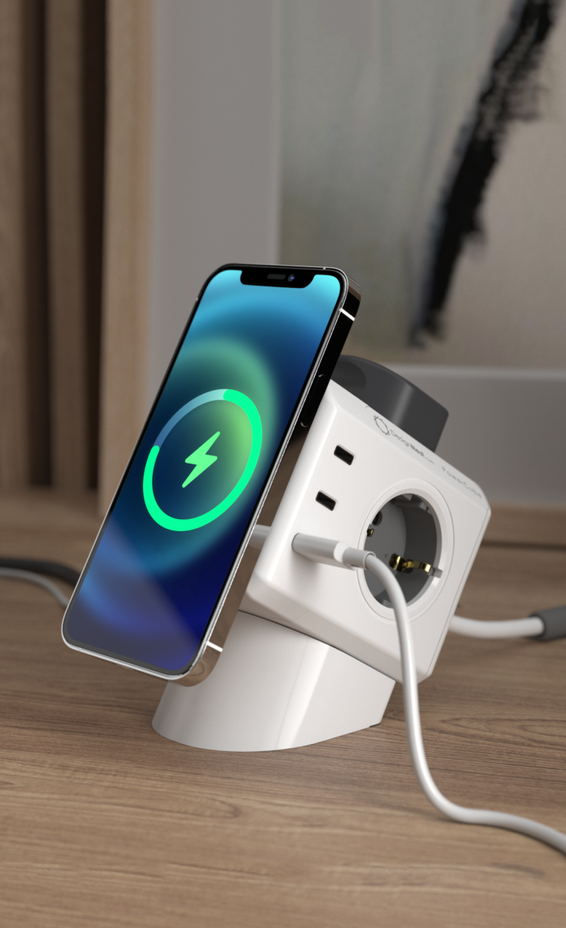 Allocacoc® PowerCube Extended USB 3xA+3xC PD 80W Μαγνητικό Ασύρματο σε χρώμα λευκό (11430WT/EUMWPD) - Image 4