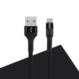 Maxlife - USB to USB-C Nylon Cable - 2A/1m - Black - Image 2