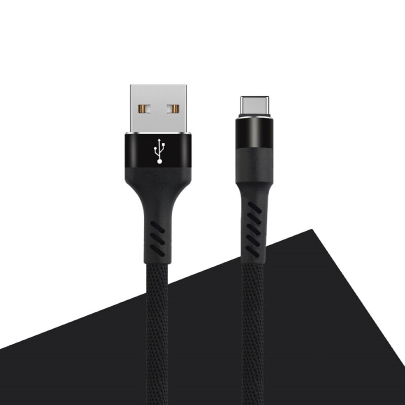 Maxlife - USB to USB-C Nylon Cable - 2A/1m - Black Maxlife - USB to USB-C Nylon Cable - 2A/1m - Black