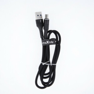 Maxlife - USB to USB-C Nylon Cable - 2A/1m - Black - Image 5