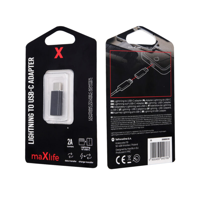 Maxlife Αντάπτορας Lightning σε USB-C σε γκρι χρώμα - Image 3