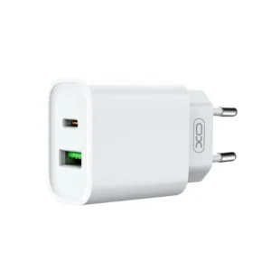 XO CE02A Φορτιστής Τοίχου 20W με Power Delivery & Quick Charge 3.0 – 2 Θύρες (USB-A & USB-C) + Καλώδιο USB-C σε USB-C