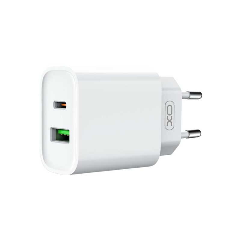XO CE02A Φορτιστής Τοίχου 20W με Power Delivery & Quick Charge 3.0 – 2 Θύρες (USB-A & USB-C) + Καλώδιο USB-C σε USB-C