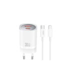 1x USB-C) 30W - Φορτιστής Ταχείας Φόρτισης Τοίχου Ταξιδίου με καλώδιο USB-C / USB-C