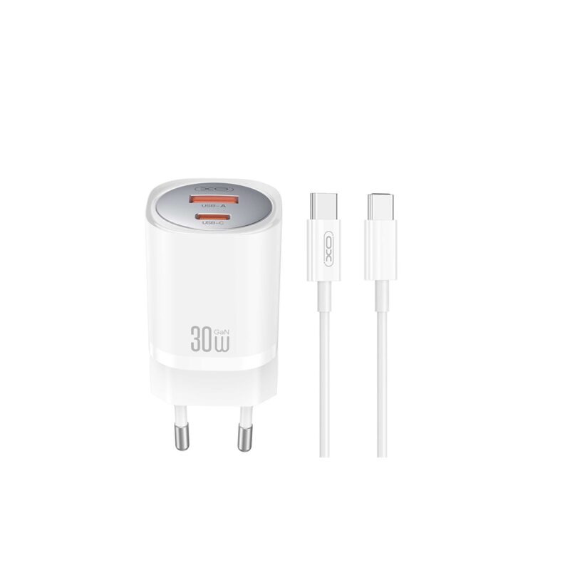 1x USB-C) 30W - Φορτιστής Ταχείας Φόρτισης Τοίχου Ταξιδίου με καλώδιο USB-C / USB-C