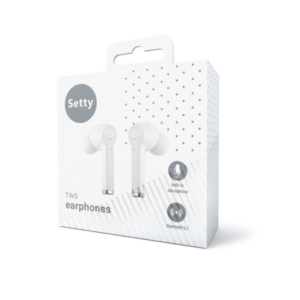 Setty TWS Bluetooth In‑Ear Ακουστικά με Θήκη Φόρτισης – Λευκό - Image 4