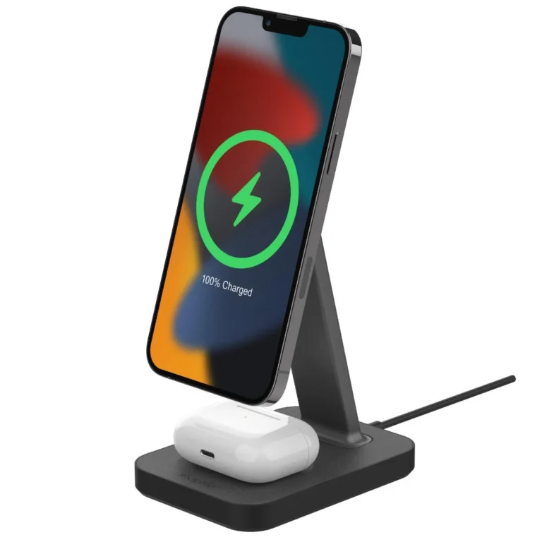 Mophie Snap+ 2 in 1 Charge Stand & Pad Οικιακός Μαγνητικός ταχυφορτιστής ισχύος 15W σε χρώμα γκρι