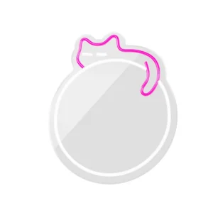 Forever Light Neon Mirror LED Sleeping Cat/White- Pink - Διακοσμητικός Καθρέπτης με LED Neon - Image 3