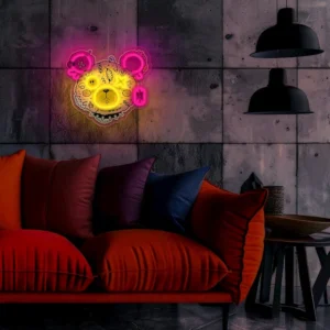 Forever Light Neon Punk Teddy Bear pink-yellow - Διακοσμητικό φωτιστικό τοίχου - Image 3