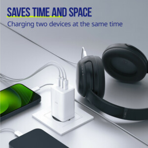 Φορτιστής τοίχου Allity GaN PD QC ATC-01-65WACC 2x USB-c 1x USB-a 65W λευκός - Image 5