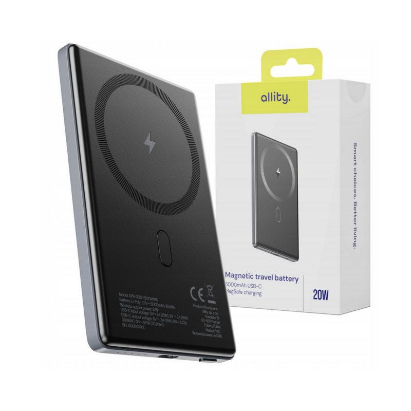 Allity ασύρματο power bank APB-300 PD QC 20W 5000 mAh μαγνητικό γκρι Allity ασύρματο power bank APB-300 PD QC 20W 5000 mAh μαγνητικό γκρι