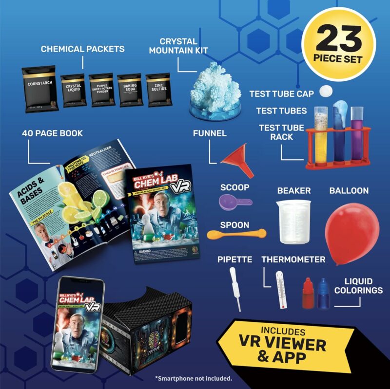 Abacus Brands Bill Nye's Chemistry Kit Chem Lab VR Επιστημονικό σετ εικονικής πραγματικότητας – Πλήρης Αγγλική Έκδοση – Περιλαμβάνει Γυαλιά VR - Image 5