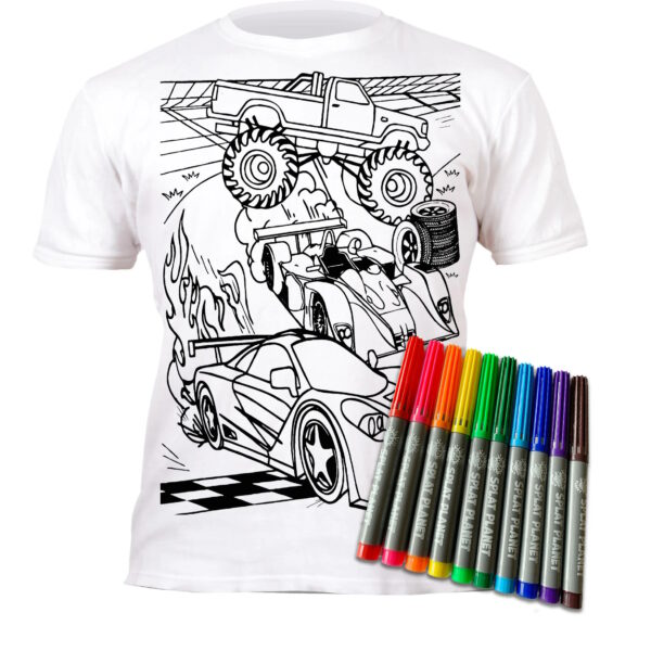 Splat Planet Πλενόμενο T-Shirt Ζωγραφικής "Cars" με Μαρκαδόρους (5-6 Ετών)