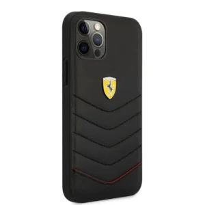 Ferrari "Off Track" Quilted Leather Case Θήκη προστασίας από γνήσιο καπιτονέ δέρμα – iPhone 12 Pro Max (Μαύρη/Κόκκινη/Quilted Leather/3D Logo) - Image 5