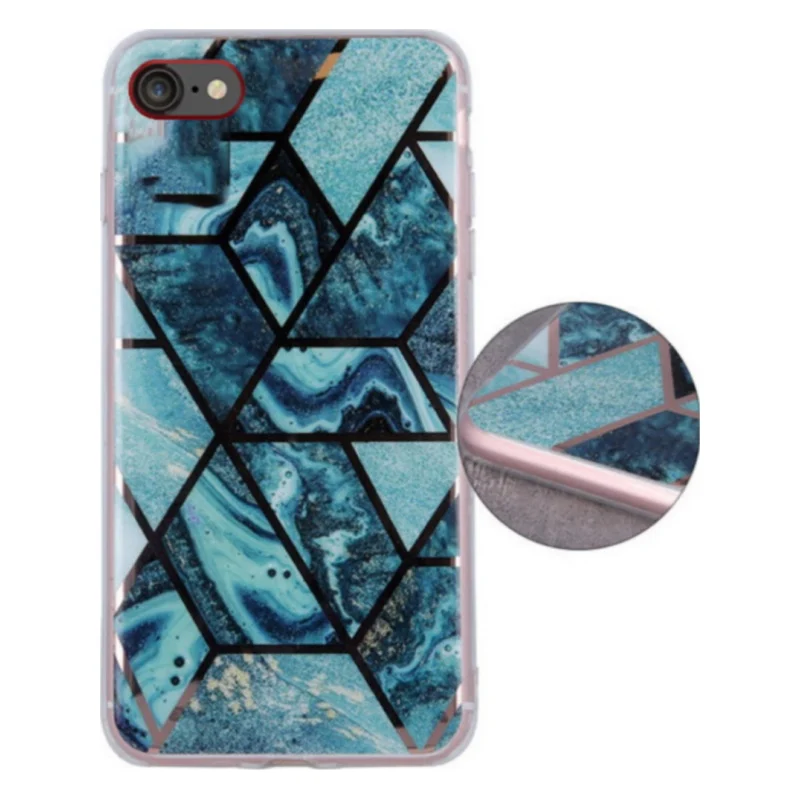 Geometric Marmur Case for iPhone 7 / 8 / SE 2020 / SE 2022 dark blue