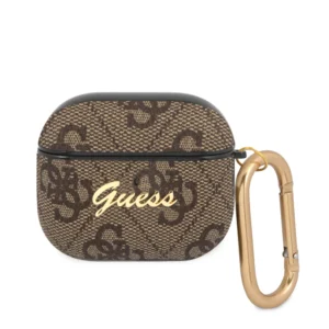 Guess Script Metal Logo Collection Θήκη προστασίας από δερματίνη για Apple Airpods 3 (Καφε) - Image 2