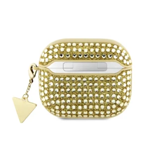 Guess Triangle Charm Θήκη προστασίας απο Σιλικόνη για Apple Airpods Pro με χρυσό κρεμαστό στολίδι (Χρυσό) - Image 3