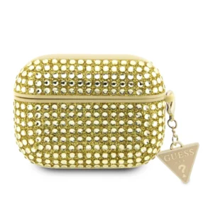 Guess Triangle Charm Θήκη προστασίας απο Σιλικόνη για Apple Airpods Pro 2 με χρυσό κρεμαστό στολίδι (Χρυσό)