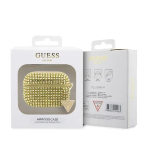 Guess Triangle Charm Θήκη προστασίας απο Σιλικόνη για Apple Airpods Pro 2 με χρυσό κρεμαστό στολίδι (Χρυσό) - Image 4