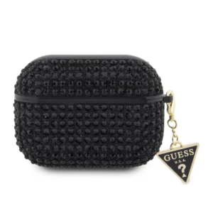 Guess Triangle Charm Θήκη προστασίας απο Σιλικόνη για Apple Airpods Pro με κρεμαστό στολίδι (Μαύρη)