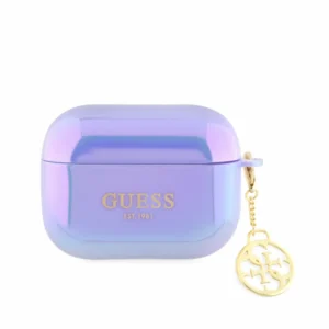 Guess "4G Logo Collection" Charm Θήκη προστασίας απο Σιλικόνη για Apple Airpods Pro με χρυσό κρεμαστό στολίδι (Iridescent Purple) - Image 2