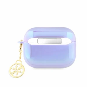 Guess "4G Logo Collection" Charm Θήκη προστασίας απο Σιλικόνη για Apple Airpods Pro με χρυσό κρεμαστό στολίδι (Iridescent Purple) - Image 3