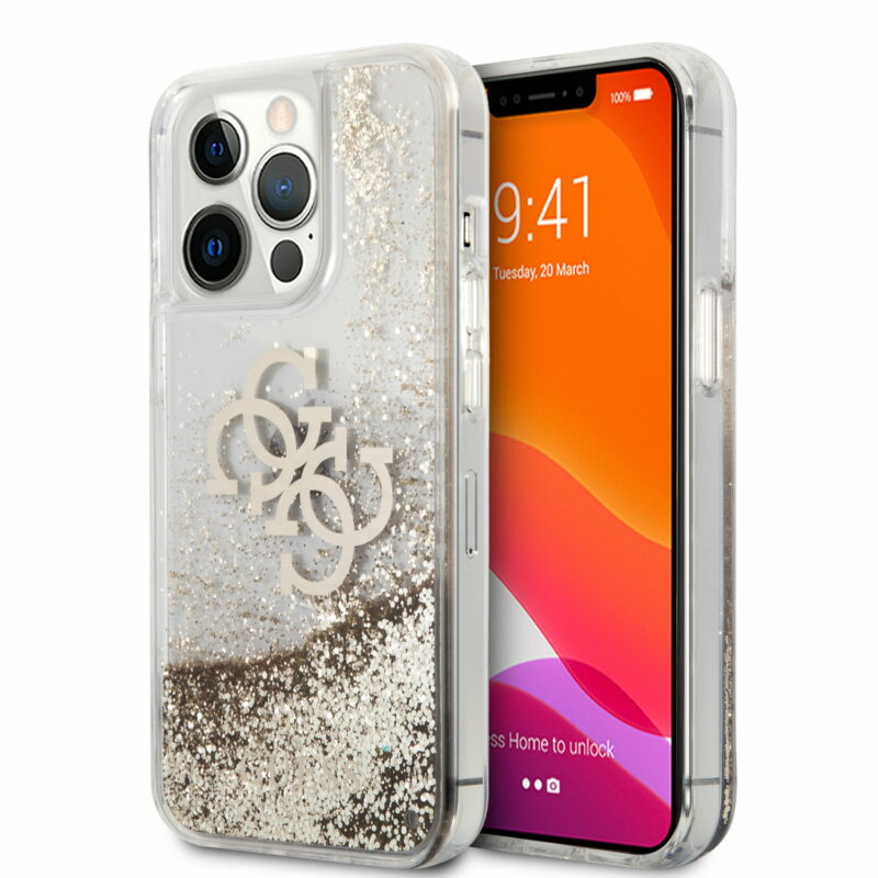 Guess "4G Logo Collection" Θήκη προστασίας – iPhone 13 Pro (Clear/Glitter Gold) - Image 2