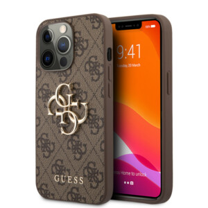 Guess "4G Logo Collection" Hard Case PU Leather Θήκη προστασίας από δερματίνη – iPhone 13 Pro Max (Καφέ)
