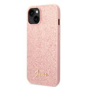 Guess Glitter Flakes Case with Ikonik Patch and Vintage Script Logo Θήκη προστασίας από σιλικόνη – iPhone 14 Plus  (Glitter Pink) - Image 5