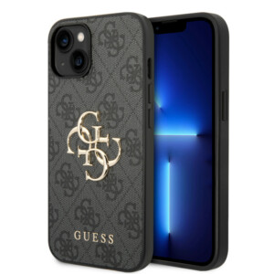 Guess "4G Logo Collection" Hard Case PU Leather Θήκη προστασίας από δερματίνη – iPhone 14 (Γκρι)