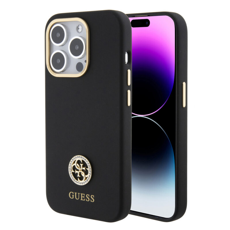 Guess "4G Strass Logo Collection" Case Θήκη προστασίας από σιλικόνη – iPhone 15 Pro (Black – GUHCP15LM4DGPK) - Image 2