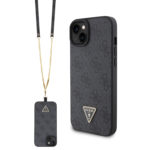 Guess “Triangle Metal Logo Strass Collection” Crossbody Case Θήκη προστασίας από δερματίνη με λουράκι – iPhone 15 Plus (Μαύρο – GUHCP15MP4TDSCPK) - Image 2