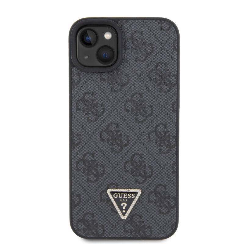 Guess “Triangle Metal Logo Strass Collection” Crossbody Case Θήκη προστασίας από δερματίνη με λουράκι – iPhone 15 Plus (Μαύρο – GUHCP15MP4TDSCPK) - Image 4