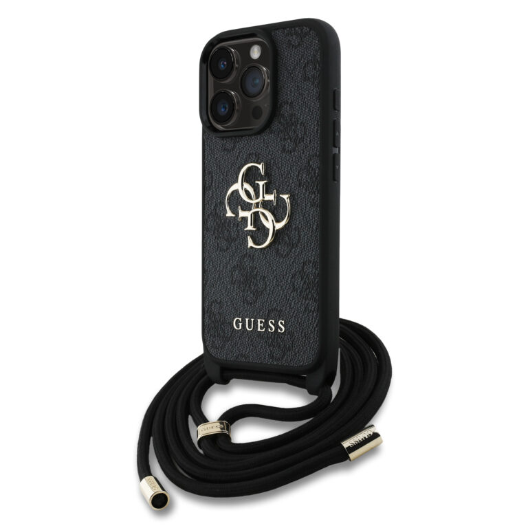 Guess - PU 4G Metal Logo Θήκη με Crossbody Strap για iPhone 16 Pro – Black