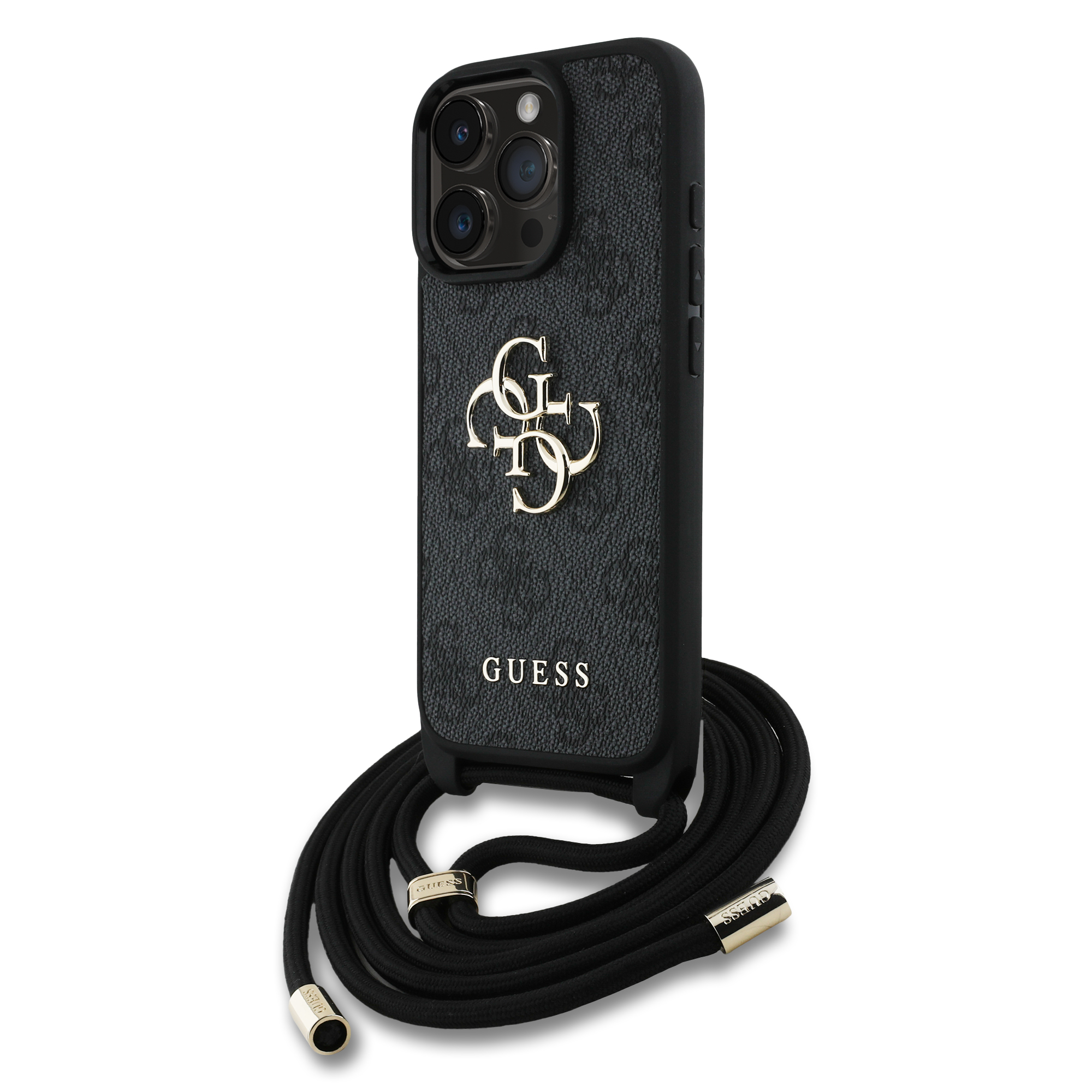 Guess - PU 4G Metal Logo Θήκη με Crossbody Strap για iPhone 16 Pro – Black Guess - PU 4G Metal Logo Θήκη με Crossbody Strap για iPhone 16 Pro – Black