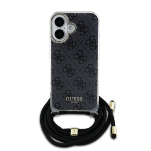 Guess "4G Logo Collection" Crossbody Hard Case Script Metal Logo Θήκη προστασίας από σιλικόνη με λουράκι – iPhone 16 (Μαύρο – GUHCP16SHC4SEK) - Image 3