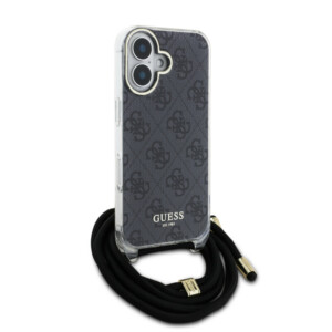 Guess "4G Logo Collection" Crossbody Hard Case Script Metal Logo Θήκη προστασίας από σιλικόνη με λουράκι – iPhone 16 (Μαύρο – GUHCP16SHC4SEK) - Image 4