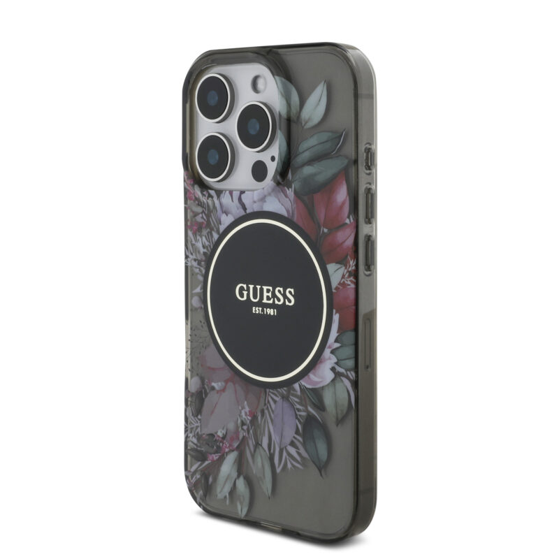 Guess Magsafe “Flowers with Pearl Strap” Hard Case Θήκη προστασίας από σκληρό πλαστικό – iPhone 16 Pro (Μαύρο – GUHMP16LHFWBRCESK) - Image 3