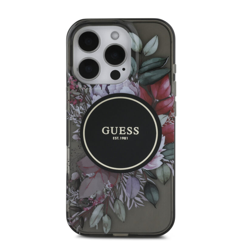 Guess Magsafe “Flowers with Pearl Strap” Hard Case Θήκη προστασίας από σκληρό πλαστικό – iPhone 16 Pro (Μαύρο – GUHMP16LHFWBRCESK) - Image 4