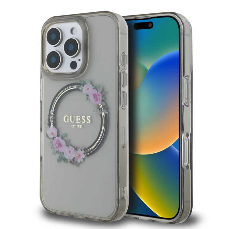 Guess Magsafe “Flower Wreath” Hard Case Θήκη προστασίας από σκληρό πλαστικό – iPhone 16 Pro (Μαύρο – GUHMP16LHFWFCK) - Image 2