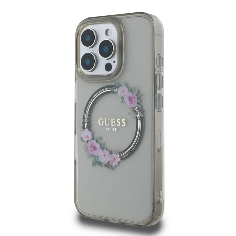 Guess Magsafe “Flower Wreath” Hard Case Θήκη προστασίας από σκληρό πλαστικό – iPhone 16 Pro (Μαύρο – GUHMP16LHFWFCK) - Image 3