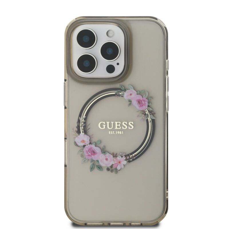 Guess Magsafe “Flower Wreath” Hard Case Θήκη προστασίας από σκληρό πλαστικό – iPhone 16 Pro (Μαύρο – GUHMP16LHFWFCK) - Image 4