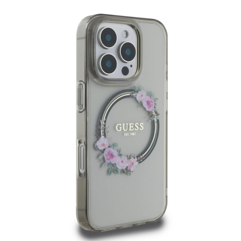 Guess Magsafe “Flower Wreath” Hard Case Θήκη προστασίας από σκληρό πλαστικό – iPhone 16 Pro (Μαύρο – GUHMP16LHFWFCK) - Image 5