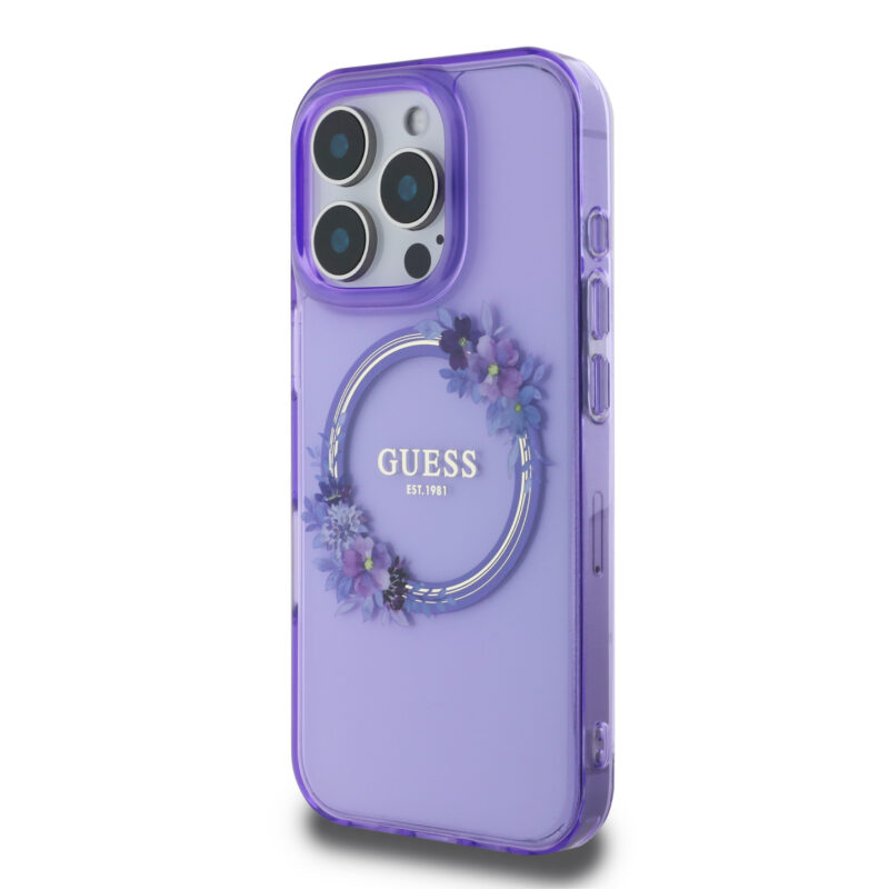 Guess Magsafe “Flower Wreath” Hard Case Θήκη προστασίας από σκληρό πλαστικό – iPhone 16 Pro (Μωβ – GUHMP16LHFWFCU) - Image 3